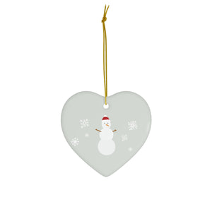 Ceramic Holiday Ornament - Snowman & Snowflakes