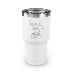 30oz White Ringneck Holiday Tumbler - Peace, Joy & Love