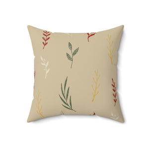 Beige Polyester Square Holiday Pillowcase - Garland