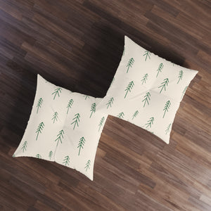 Square Tufted Holiday Floor Pillow - Evergreen