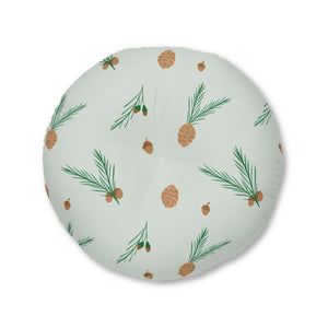 Round Tufted Holiday Floor Pillow - Pinecones