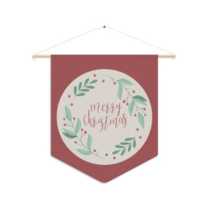 Holiday Pennant - Merry Christmas Wreath