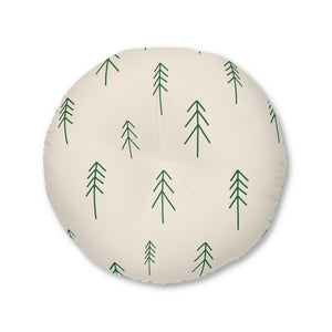 Round Tufted Holiday Floor Pillow - Evergreen