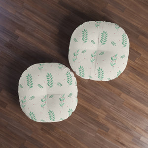 Round Tufted Holiday Floor Pillow - Large Holly
