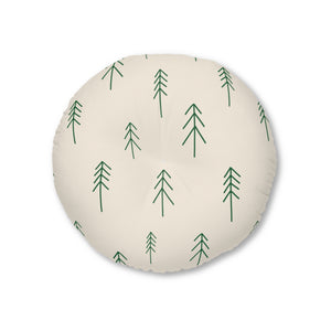 Round Tufted Holiday Floor Pillow - Evergreen