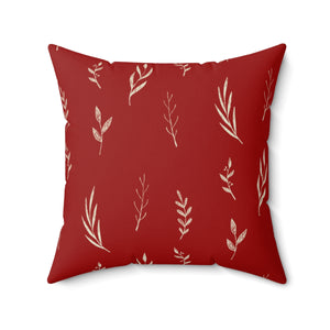 Red Polyester Square Holiday Pillowcase - Garland