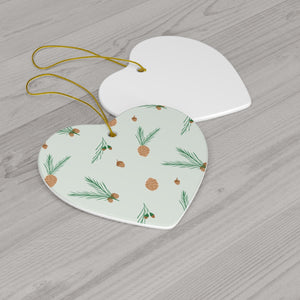 Ceramic Holiday Ornament - Pinecones & Acorns