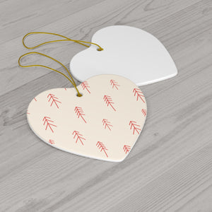 Ceramic Holiday Ornament - Red Evergreens