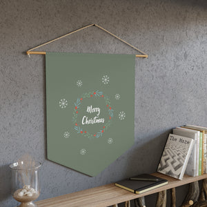 Holiday Pennant - Merry Christmas Wreath & Snowflakes