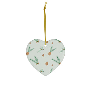 Ceramic Holiday Ornament - Pinecones & Acorns