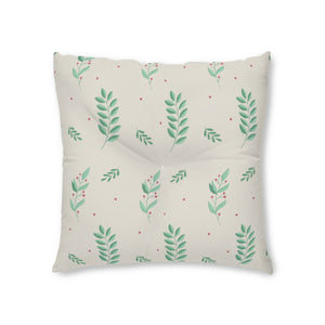 Square Tufted Holiday Floor Pillow - Large Holly