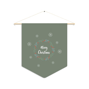 Holiday Pennant - Merry Christmas Wreath & Snowflakes