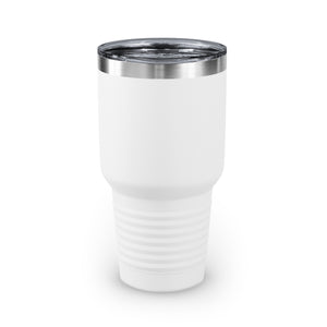 30oz White Ringneck Holiday Tumbler - Pinecones & Holly