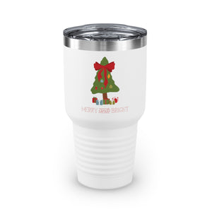 30oz White Ringneck Holiday Tumbler - Merry & Bright