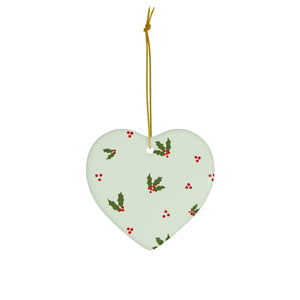 Green Ceramic Holiday Ornament - Holly