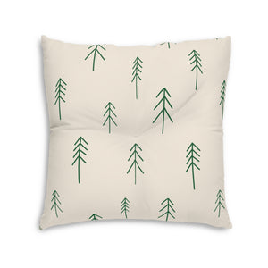 Square Tufted Holiday Floor Pillow - Evergreen