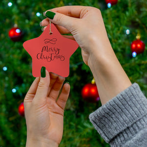 Ceramic Holiday Ornament - Cursive Merry Christmas