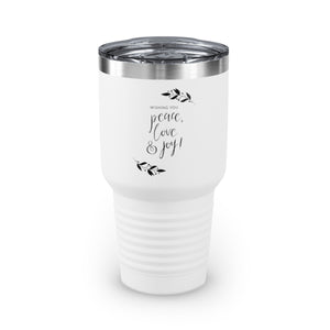 30oz White Ringneck Holiday Tumbler - Peace, Love & Joy