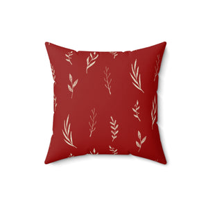 Red Polyester Square Holiday Pillowcase - Garland