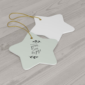 Ceramic Holiday Ornament - Peace, Love & Joy