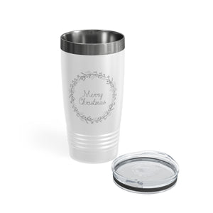 20oz White Ringneck Holiday Tumbler - Black Wreath