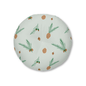Round Tufted Holiday Floor Pillow - Pinecones