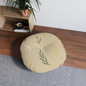 Round Tufted Holiday Floor Pillow - Colorful Garland