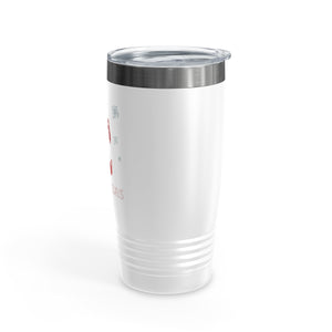 20oz White Ringneck Holiday Tumbler - Red Happy Holidays