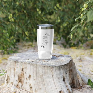 20oz White Ringneck Holiday Tumbler - Peace, Love & Joy