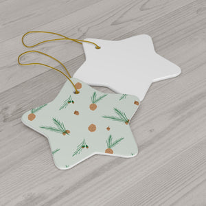 Ceramic Holiday Ornament - Pinecones & Acorns