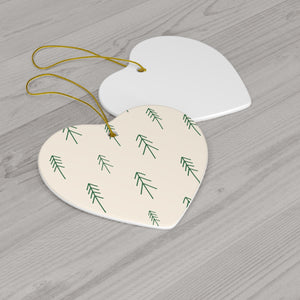 Beige Ceramic Holiday Ornament - Evergreens
