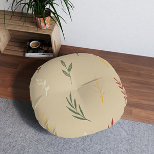 Round Tufted Holiday Floor Pillow - Colorful Garland
