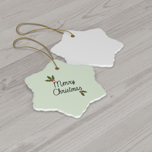 Ceramic Holiday Ornament - Holly Merry Christmas