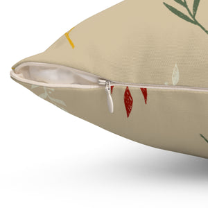Beige Polyester Square Holiday Pillowcase - Garland