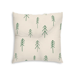 Square Tufted Holiday Floor Pillow - Evergreen
