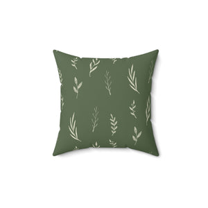 Green Polyester Square Holiday Pillowcase - Garland