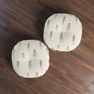 Round Tufted Holiday Floor Pillow - Evergreen