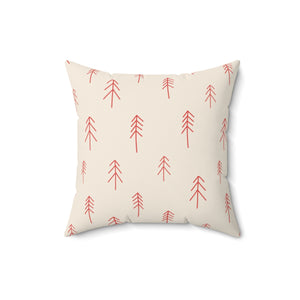 Polyester Square Holiday Pillowcase - Red Evergreen