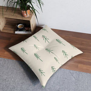 Square Tufted Holiday Floor Pillow - Evergreen