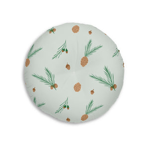 Round Tufted Holiday Floor Pillow - Pinecones