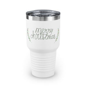 30oz White Ringneck Holiday Tumbler - Merry Christmas