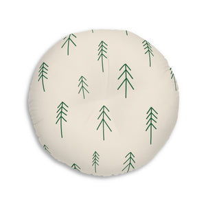 Round Tufted Holiday Floor Pillow - Evergreen