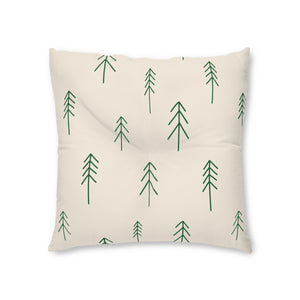 Square Tufted Holiday Floor Pillow - Evergreen