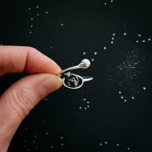 Dainty Oval Wrap Ring with Authentic Raw Meteorite