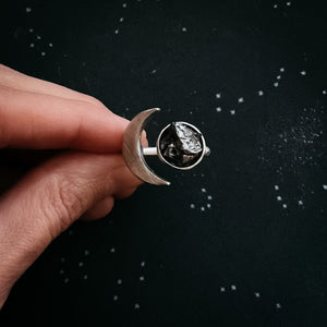 Crescent Moon Wrap Ring with Authentic Meteorite