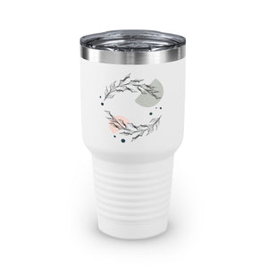 Metanoia - 30oz Circular Branches Ringneck Tumbler in White - Front View