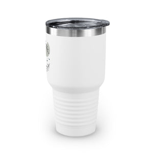 Metanoia - 30oz Circular Branches Ringneck Tumbler in White - Left Side View