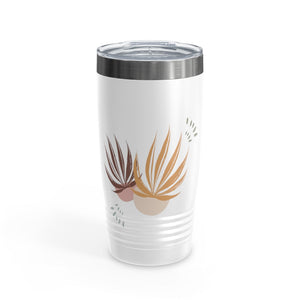 Metanoia Wellness - 20oz Autumn Palms Ringneck White Tumbler - Front View