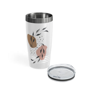 Metanoia Wellness - 20oz Infinity Leaves Ringneck White Tumbler - Open