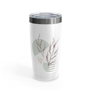 Metanoia Wellness - 20oz Saddle Leaves Ringneck White Tumbler - Front View